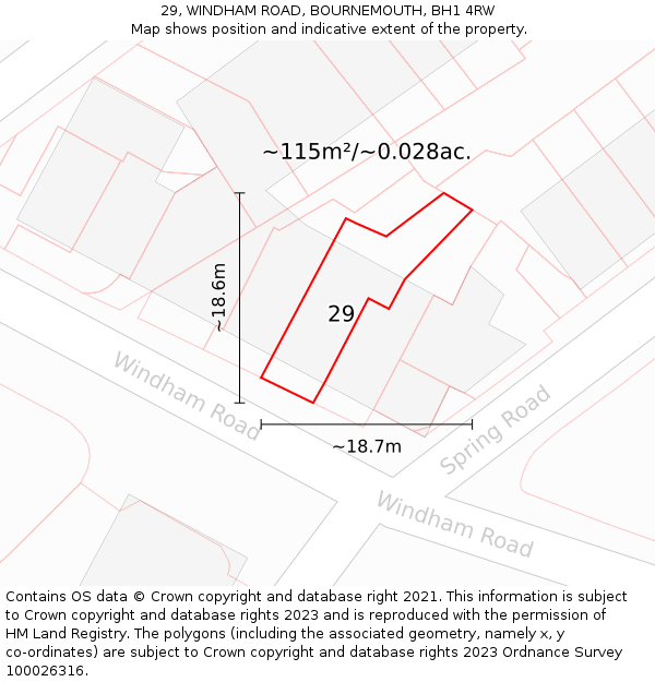 29, WINDHAM ROAD, BOURNEMOUTH, BH1 4RW: Plot and title map