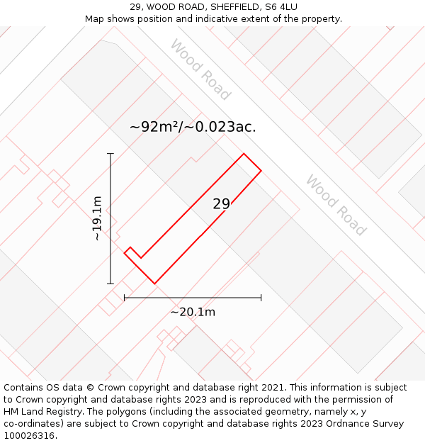 29, WOOD ROAD, SHEFFIELD, S6 4LU: Plot and title map