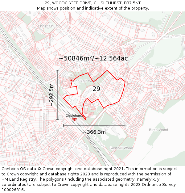 29, WOODCLYFFE DRIVE, CHISLEHURST, BR7 5NT: Plot and title map