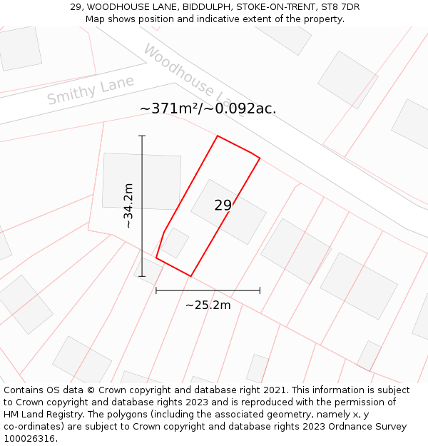 29, WOODHOUSE LANE, BIDDULPH, STOKE-ON-TRENT, ST8 7DR: Plot and title map