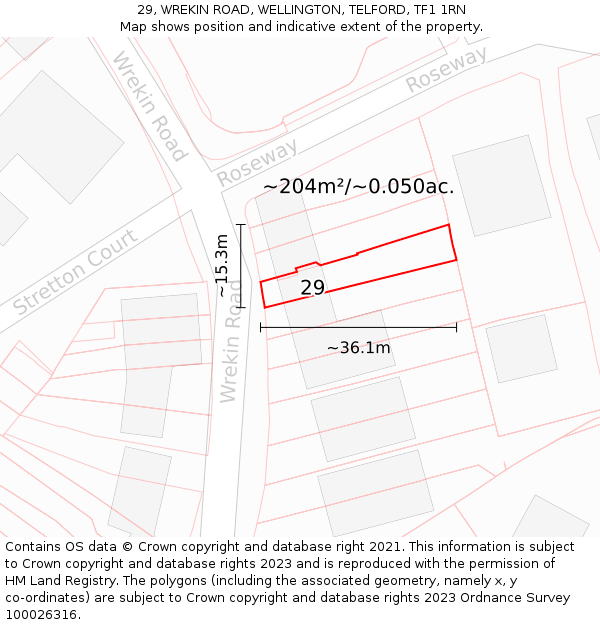 29, WREKIN ROAD, WELLINGTON, TELFORD, TF1 1RN: Plot and title map