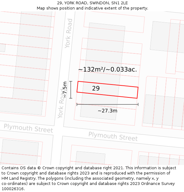 29, YORK ROAD, SWINDON, SN1 2LE: Plot and title map
