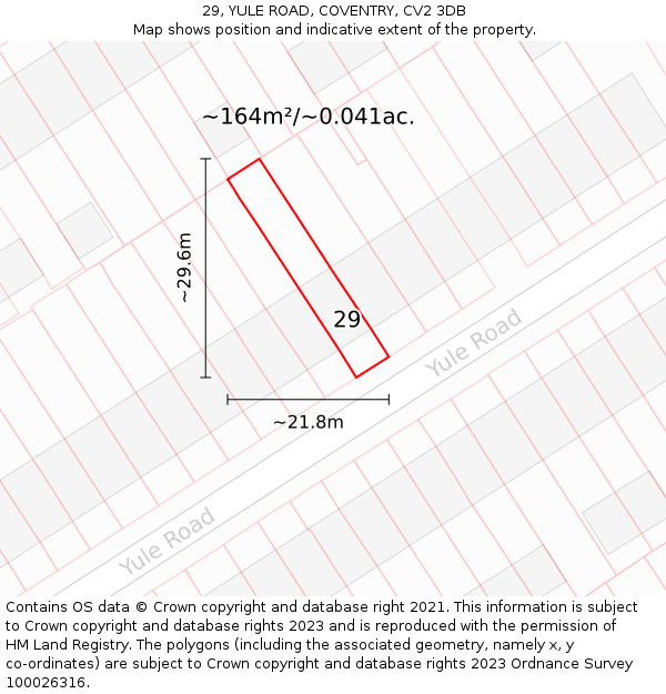 29, YULE ROAD, COVENTRY, CV2 3DB: Plot and title map