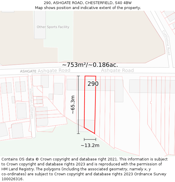 290, ASHGATE ROAD, CHESTERFIELD, S40 4BW: Plot and title map