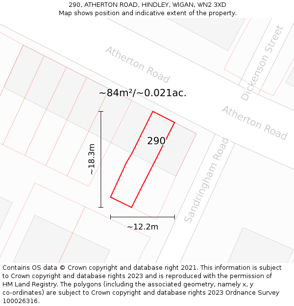 290, ATHERTON ROAD, HINDLEY, WIGAN, WN2 3XD: Plot and title map
