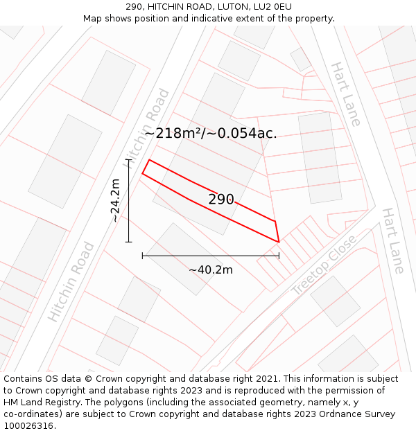 290, HITCHIN ROAD, LUTON, LU2 0EU: Plot and title map