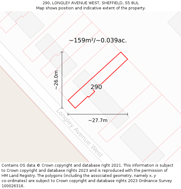 290, LONGLEY AVENUE WEST, SHEFFIELD, S5 8UL: Plot and title map