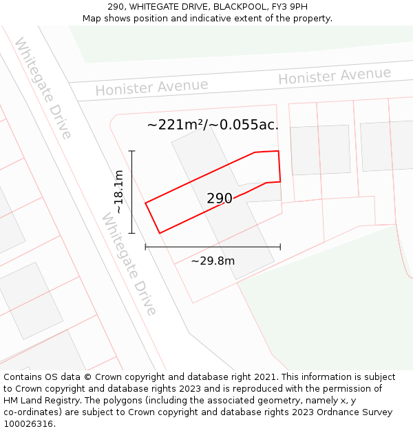290, WHITEGATE DRIVE, BLACKPOOL, FY3 9PH: Plot and title map