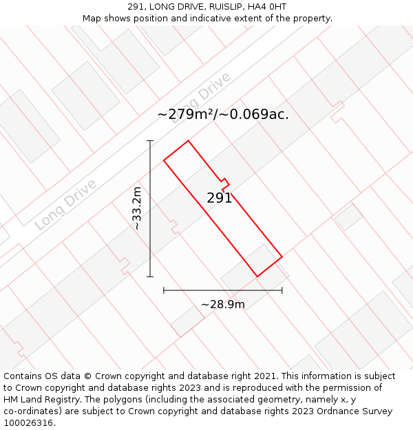 291, LONG DRIVE, RUISLIP, HA4 0HT: Plot and title map