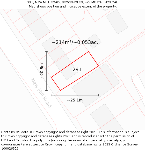 291, NEW MILL ROAD, BROCKHOLES, HOLMFIRTH, HD9 7AL: Plot and title map