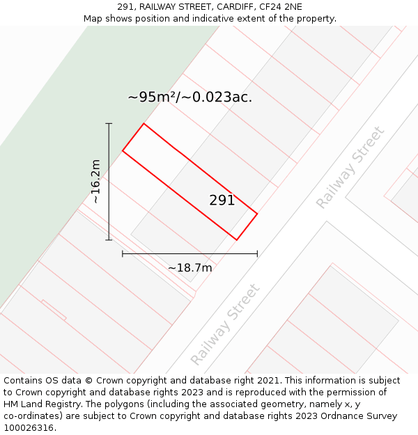 291, RAILWAY STREET, CARDIFF, CF24 2NE: Plot and title map