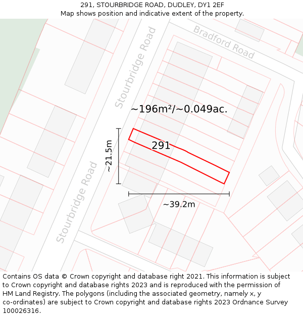 291, STOURBRIDGE ROAD, DUDLEY, DY1 2EF: Plot and title map