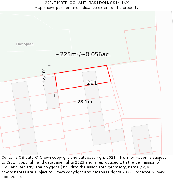 291, TIMBERLOG LANE, BASILDON, SS14 1NX: Plot and title map