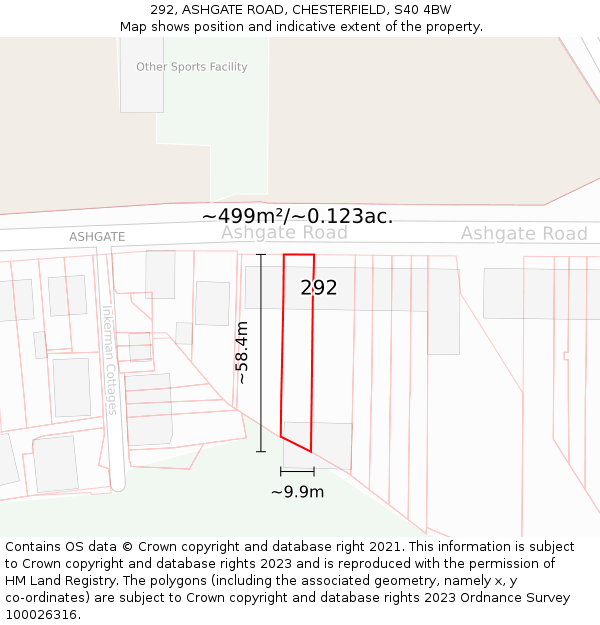 292, ASHGATE ROAD, CHESTERFIELD, S40 4BW: Plot and title map