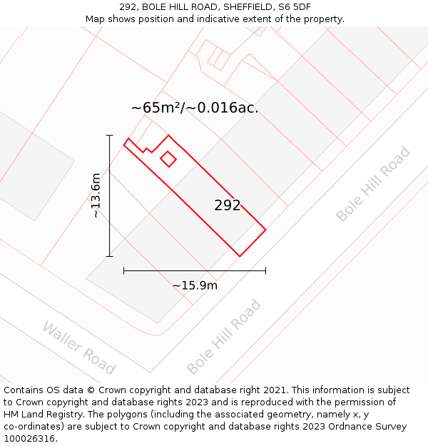 292, BOLE HILL ROAD, SHEFFIELD, S6 5DF: Plot and title map