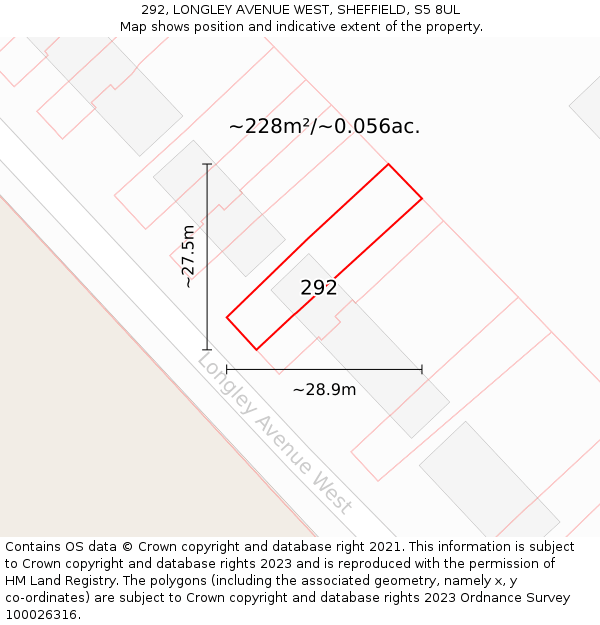 292, LONGLEY AVENUE WEST, SHEFFIELD, S5 8UL: Plot and title map