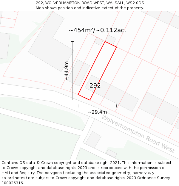 292, WOLVERHAMPTON ROAD WEST, WALSALL, WS2 0DS: Plot and title map