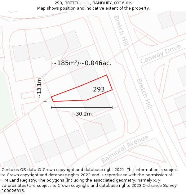 293, BRETCH HILL, BANBURY, OX16 0JN: Plot and title map