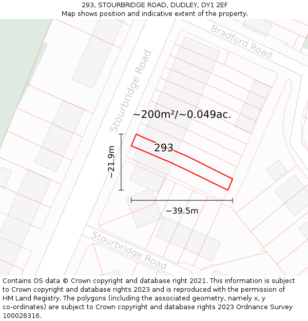 293, STOURBRIDGE ROAD, DUDLEY, DY1 2EF: Plot and title map