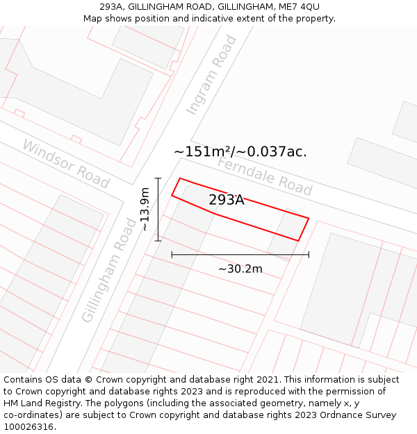 293A, GILLINGHAM ROAD, GILLINGHAM, ME7 4QU: Plot and title map