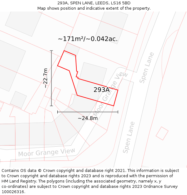 293A, SPEN LANE, LEEDS, LS16 5BD: Plot and title map