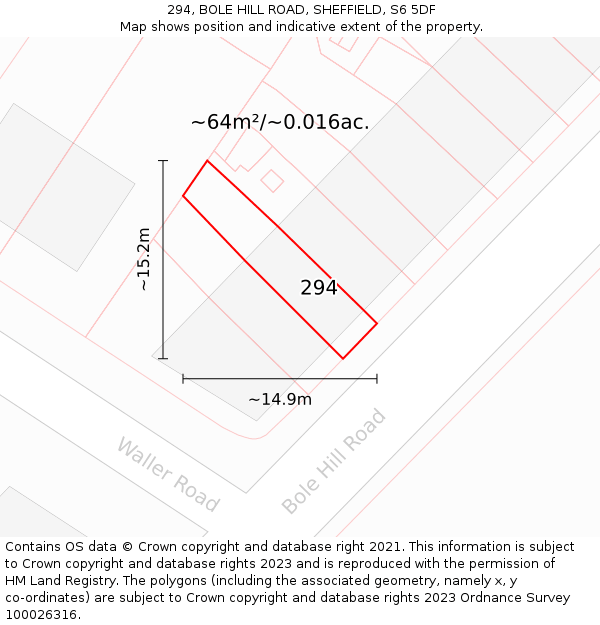 294, BOLE HILL ROAD, SHEFFIELD, S6 5DF: Plot and title map
