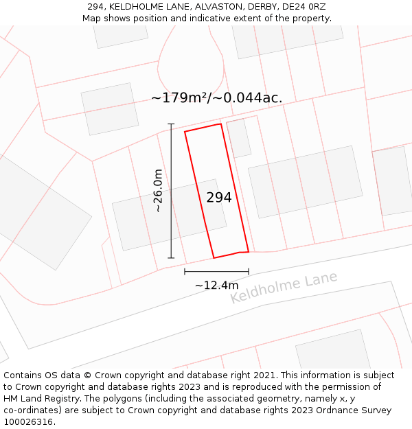 294, KELDHOLME LANE, ALVASTON, DERBY, DE24 0RZ: Plot and title map