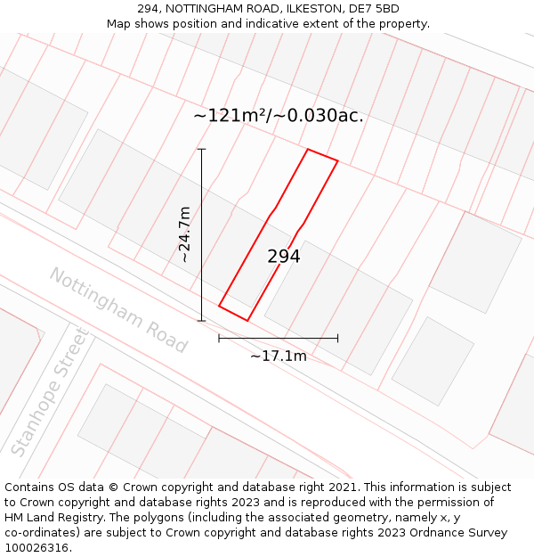 294, NOTTINGHAM ROAD, ILKESTON, DE7 5BD: Plot and title map