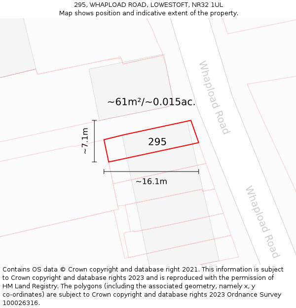 295, WHAPLOAD ROAD, LOWESTOFT, NR32 1UL: Plot and title map