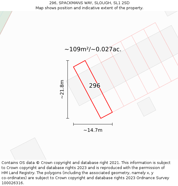 296, SPACKMANS WAY, SLOUGH, SL1 2SD: Plot and title map