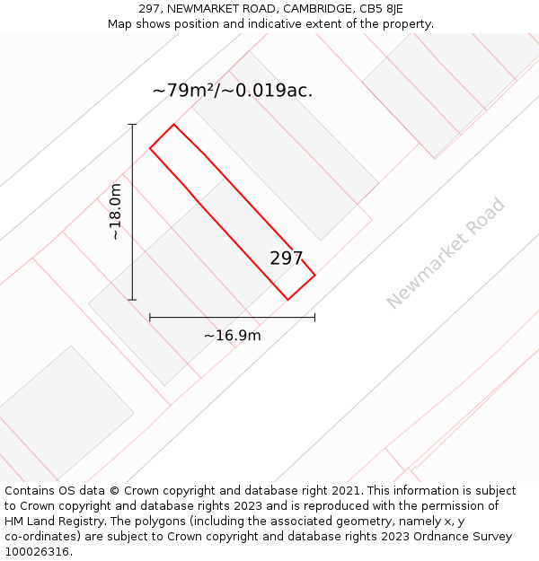 297, NEWMARKET ROAD, CAMBRIDGE, CB5 8JE: Plot and title map
