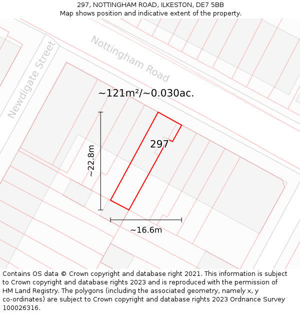 297, NOTTINGHAM ROAD, ILKESTON, DE7 5BB: Plot and title map