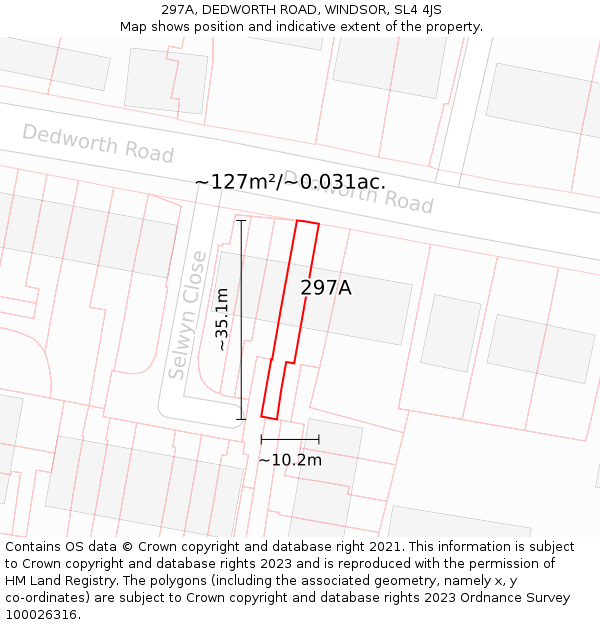 297A, DEDWORTH ROAD, WINDSOR, SL4 4JS: Plot and title map