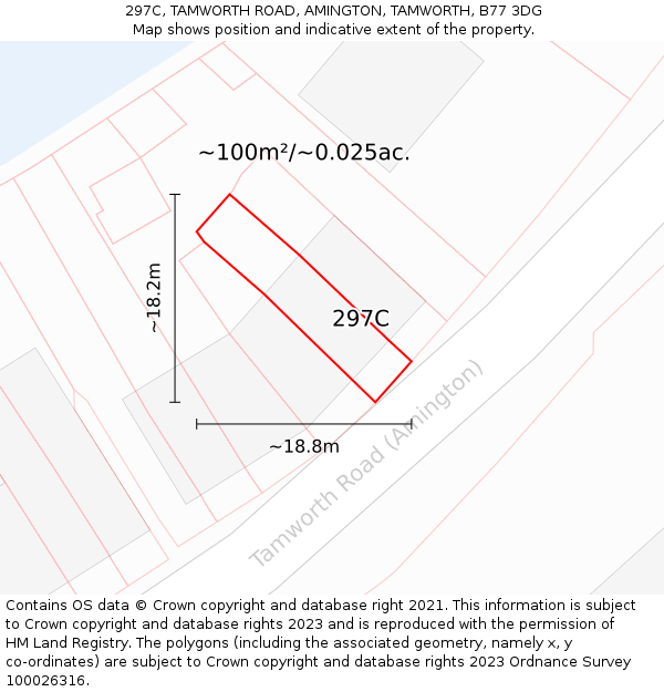 297C, TAMWORTH ROAD, AMINGTON, TAMWORTH, B77 3DG: Plot and title map