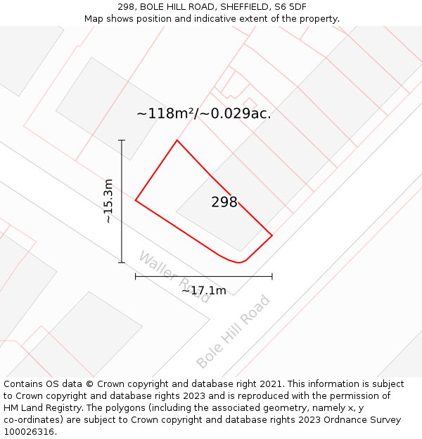 298, BOLE HILL ROAD, SHEFFIELD, S6 5DF: Plot and title map