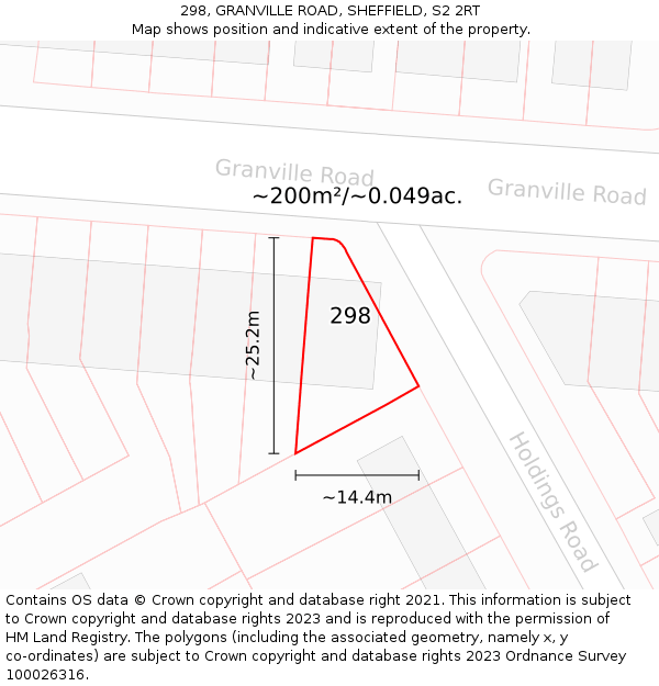 298, GRANVILLE ROAD, SHEFFIELD, S2 2RT: Plot and title map