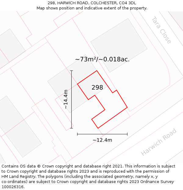 298, HARWICH ROAD, COLCHESTER, CO4 3DL: Plot and title map