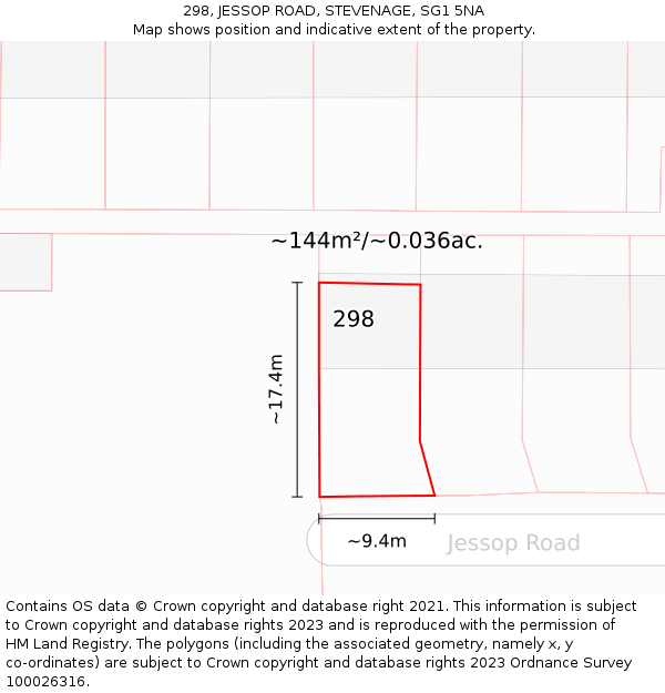 298, JESSOP ROAD, STEVENAGE, SG1 5NA: Plot and title map