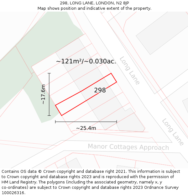 298, LONG LANE, LONDON, N2 8JP: Plot and title map