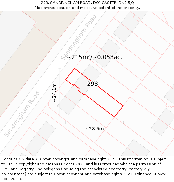 298, SANDRINGHAM ROAD, DONCASTER, DN2 5JQ: Plot and title map