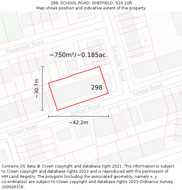 298, SCHOOL ROAD, SHEFFIELD, S10 1GR: Plot and title map