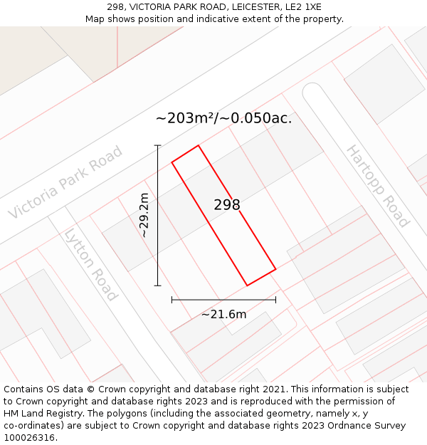 298, VICTORIA PARK ROAD, LEICESTER, LE2 1XE: Plot and title map
