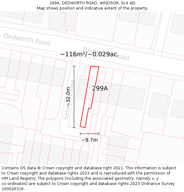 299A, DEDWORTH ROAD, WINDSOR, SL4 4JS: Plot and title map