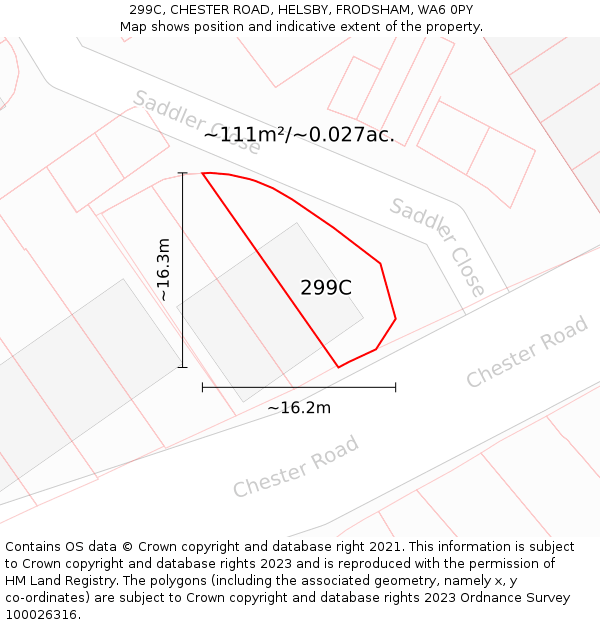 299C, CHESTER ROAD, HELSBY, FRODSHAM, WA6 0PY: Plot and title map