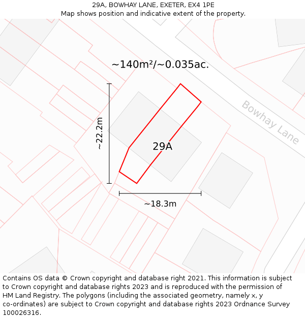 29A, BOWHAY LANE, EXETER, EX4 1PE: Plot and title map