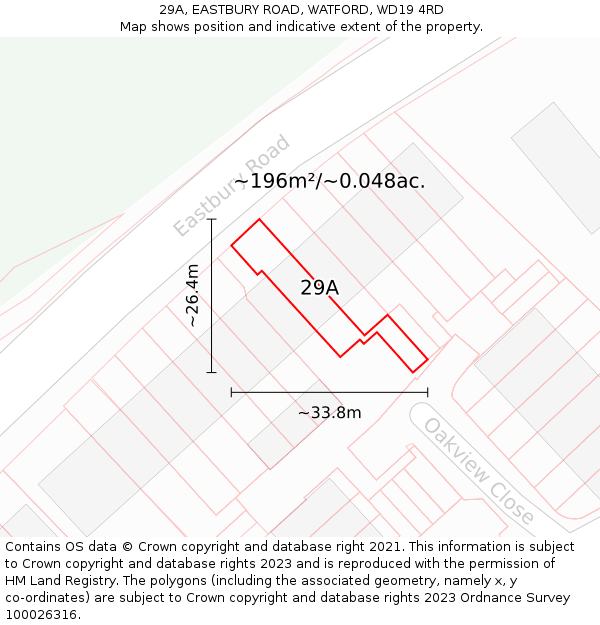 29A, EASTBURY ROAD, WATFORD, WD19 4RD: Plot and title map
