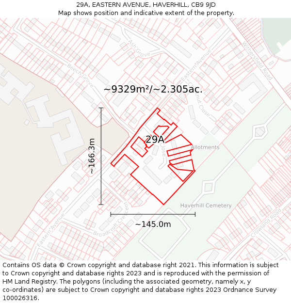 29A, EASTERN AVENUE, HAVERHILL, CB9 9JD: Plot and title map