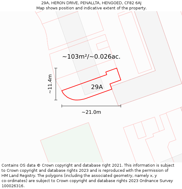 29A, HERON DRIVE, PENALLTA, HENGOED, CF82 6AJ: Plot and title map