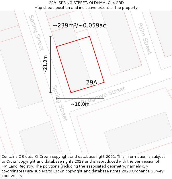 29A, SPRING STREET, OLDHAM, OL4 2BD: Plot and title map