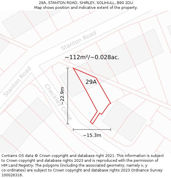 29A, STANTON ROAD, SHIRLEY, SOLIHULL, B90 2DU: Plot and title map